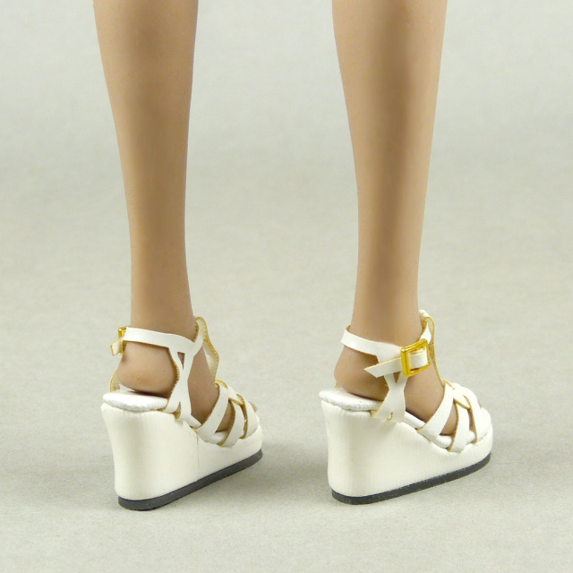 Nouveau Toys 1/6 Scale Female White Strap Wedge Heel Shoes